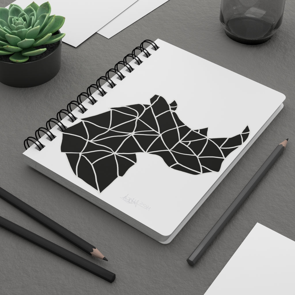 Black And White Rhino - Spiral Bound Journal