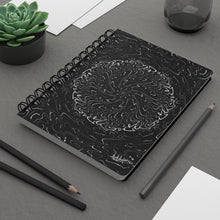 Load image into Gallery viewer, Black and White Cosmic Flower - Spiral Bound Journal
