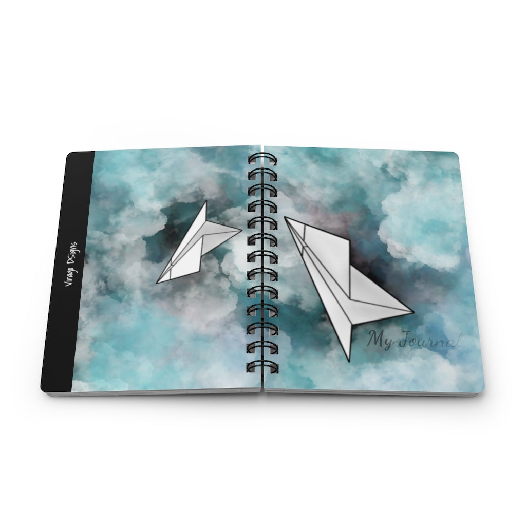 Paper Plane - Blue/Black/White - Spiral Bound Journal