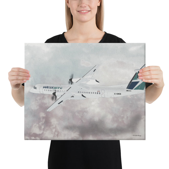 This beautiful WestJet livery Dash 8 Q400 will brighten up any space. Then design appeal would be a great gift for any aviation geek or aviation enthusiast. If you're looking to add a little flair to your room or office? Look no further. Aviation Art, Digital Art, Turbo Prop Aircraft Art.