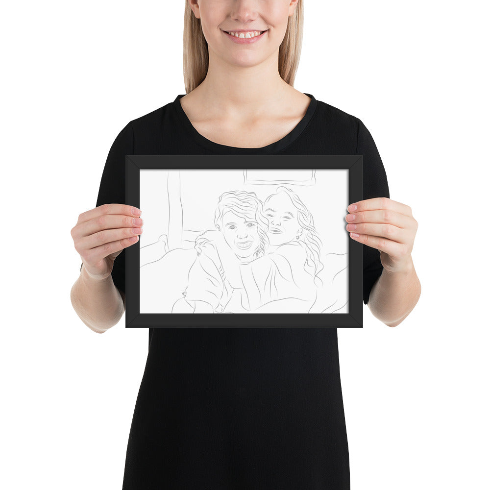 Custom Portrait - Sisters - Framed Matte Paper