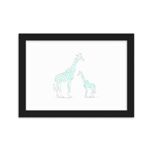 Load image into Gallery viewer, Giraffe - Blue - Framed Matte Paper Poster
