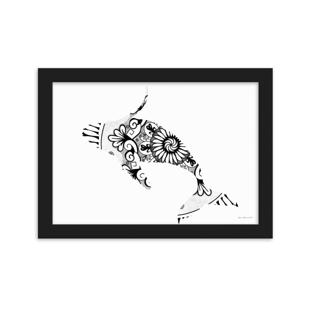 Mandala - Whale Art - Framed Poster