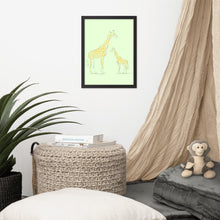 Load image into Gallery viewer, Giraffe - Green - Framed Matte Paper Poster
