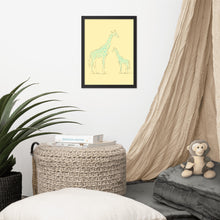 Load image into Gallery viewer, Giraffe - Yellow/Blue - Framed Matte Paper Poster
