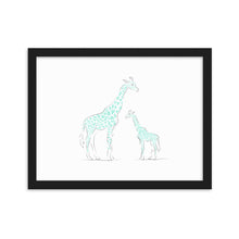 Load image into Gallery viewer, Giraffe - Blue - Framed Matte Paper Poster
