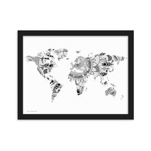 Load image into Gallery viewer, Map of the World Mandala (White) - Framed Poster
