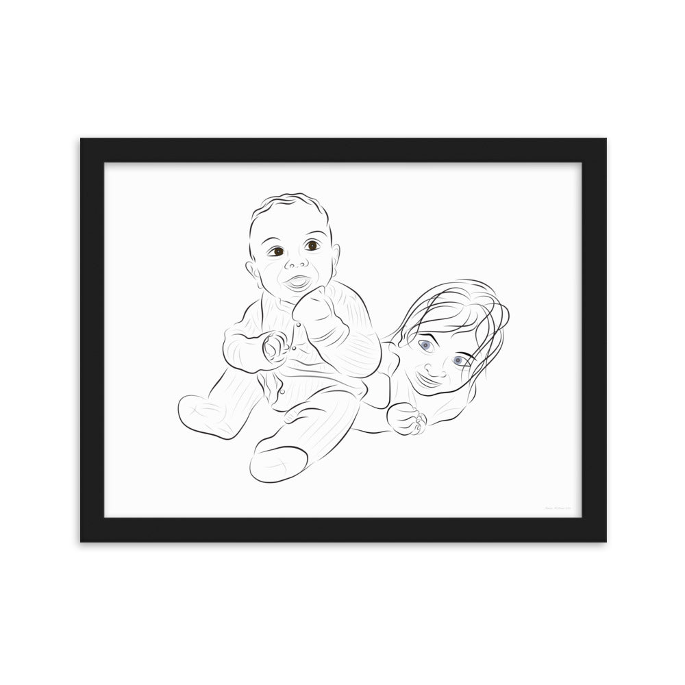 Custom Portrait - Jacob and Eva - Best Friends For Life - Framed