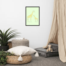 Load image into Gallery viewer, Giraffe - Green - Framed Matte Paper Poster
