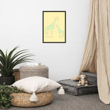 Load image into Gallery viewer, Giraffe - Yellow/Blue - Framed Matte Paper Poster
