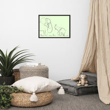 Load image into Gallery viewer, Mom and Baby Elephant - Framed Matte Paper Poster - Green
