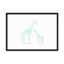 Load image into Gallery viewer, Giraffe - Blue - Framed Matte Paper Poster
