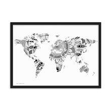 Load image into Gallery viewer, Map of the World Mandala (White) - Framed Poster
