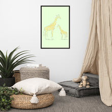 Load image into Gallery viewer, Giraffe - Green - Framed Matte Paper Poster
