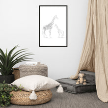 Load image into Gallery viewer, Giraffe - Black Gradient - Framed Matte Paper Poster
