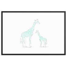 Load image into Gallery viewer, Giraffe - Blue - Framed Matte Paper Poster
