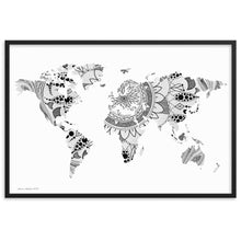 Load image into Gallery viewer, Map of the World Mandala (White) - Framed Poster
