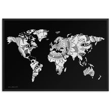 Load image into Gallery viewer, Map of the World Mandala (Black) - Framed Poster
