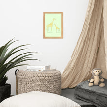 Load image into Gallery viewer, Giraffe - Green - Framed Matte Paper Poster
