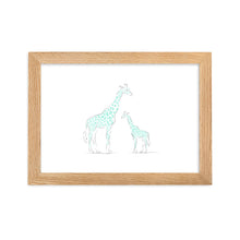 Load image into Gallery viewer, Giraffe - Blue - Framed Matte Paper Poster
