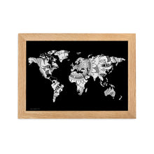 Load image into Gallery viewer, Map of the World Mandala (Black) - Framed Poster
