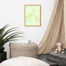 Load image into Gallery viewer, Giraffe - Green - Framed Matte Paper Poster
