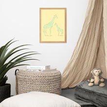 Load image into Gallery viewer, Giraffe - Yellow/Blue - Framed Matte Paper Poster
