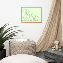 Load image into Gallery viewer, Mom and Baby Elephant - Framed Matte Paper Poster - Green
