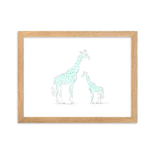 Load image into Gallery viewer, Giraffe - Blue - Framed Matte Paper Poster
