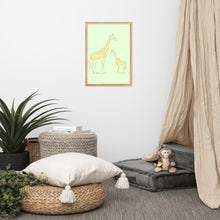 Load image into Gallery viewer, Giraffe - Green - Framed Matte Paper Poster
