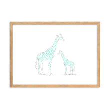 Load image into Gallery viewer, Giraffe - Blue - Framed Matte Paper Poster
