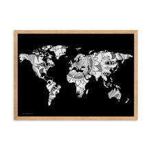 Load image into Gallery viewer, Map of the World Mandala (Black) - Framed Poster
