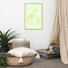 Load image into Gallery viewer, Giraffe - Green - Framed Matte Paper Poster
