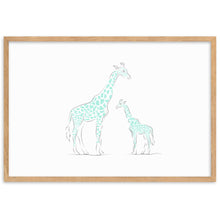 Load image into Gallery viewer, Giraffe - Blue - Framed Matte Paper Poster
