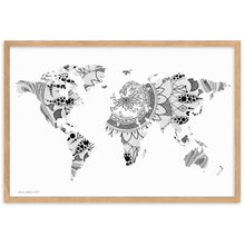 Load image into Gallery viewer, Map of the World Mandala (White) - Framed Poster
