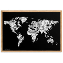 Load image into Gallery viewer, Map of the World Mandala (Black) - Framed Poster
