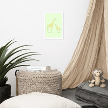 Load image into Gallery viewer, Giraffe - Green - Framed Matte Paper Poster
