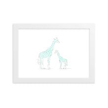 Load image into Gallery viewer, Giraffe - Blue - Framed Matte Paper Poster
