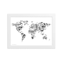 Load image into Gallery viewer, Map of the World Mandala (White) - Framed Poster
