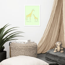 Load image into Gallery viewer, Giraffe - Green - Framed Matte Paper Poster
