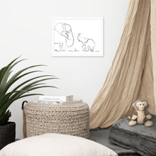 Load image into Gallery viewer, Mom and Baby Elephant - Framed Matte Paper Poster
