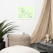 Load image into Gallery viewer, Mom and Baby Elephant - Framed Matte Paper Poster - Green
