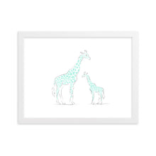 Load image into Gallery viewer, Giraffe - Blue - Framed Matte Paper Poster
