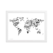 Load image into Gallery viewer, Map of the World Mandala (White) - Framed Poster
