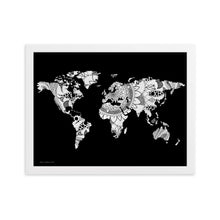 Load image into Gallery viewer, Map of the World Mandala (Black) - Framed Poster
