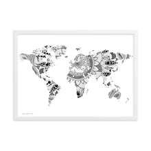 Load image into Gallery viewer, Map of the World Mandala (White) - Framed Poster
