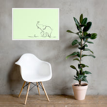 Load image into Gallery viewer, Baby Elephant - Green - Framed Matte Paper Poster
