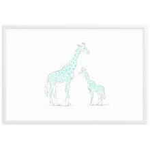 Load image into Gallery viewer, Giraffe - Blue - Framed Matte Paper Poster
