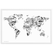 Load image into Gallery viewer, Map of the World Mandala (White) - Framed Poster
