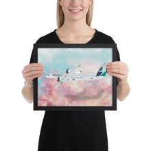 Load image into Gallery viewer, This beautiful WestJet livery Dash 8 Q400 will brighten up any space. Then design appeal would be a great gift for any aviation geek or aviation enthusiast. If you&#39;re looking to add a little flair to your room or office? Look no further. Aviation Art, Digital Art, Turbo Prop Aircraft Art.
